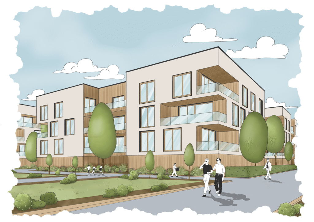 alt="illustratrice en architecture- Illustrations intermédiaire d'un projet d'habitations"